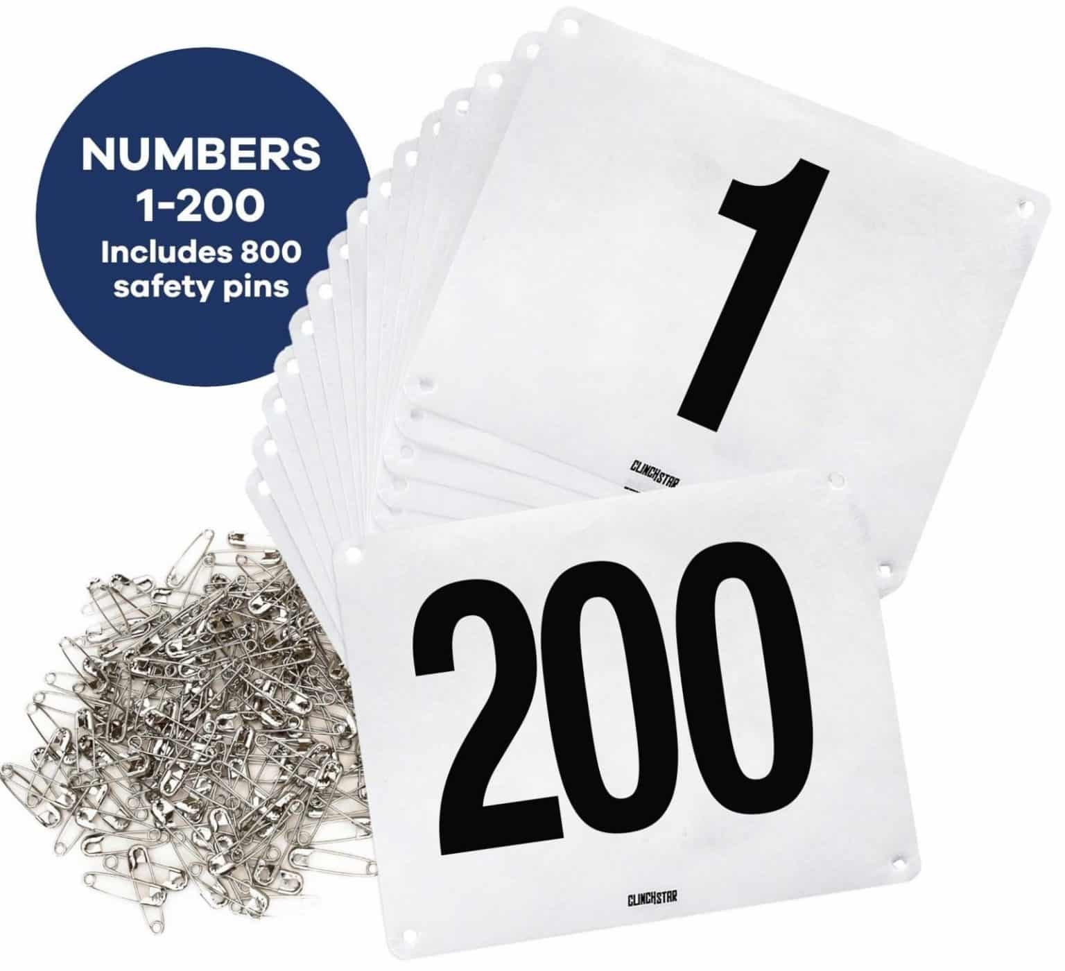 RUNNING BIB RACE NUMBERS WITH SAFETY PINS FOR MARATHONS Clinch Star