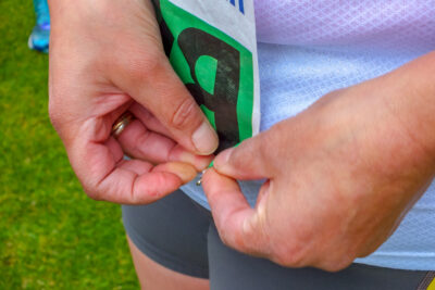 Pinning a race bib